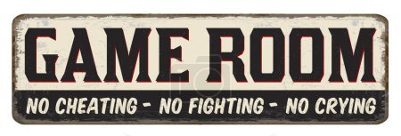 Game room vintage rusty metal sign on a white background, vector illustration