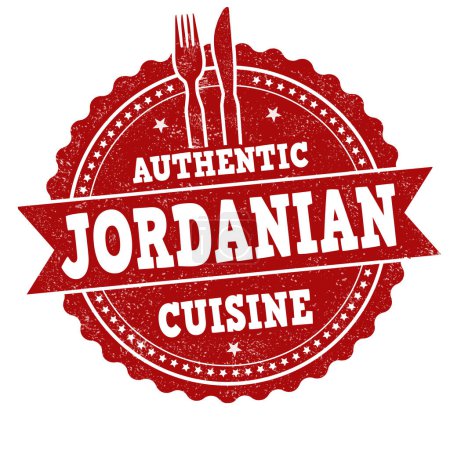 Téléchargez les illustrations : Jordanian cuisine grunge rubber stamp on white background, vector illustration - en licence libre de droit