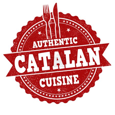Téléchargez les illustrations : Catalan cuisine grunge rubber stamp on white background, vector illustration - en licence libre de droit