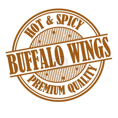 Téléchargez les illustrations : Buffalo wings grunge rubber stamp on white background, vector illustration - en licence libre de droit