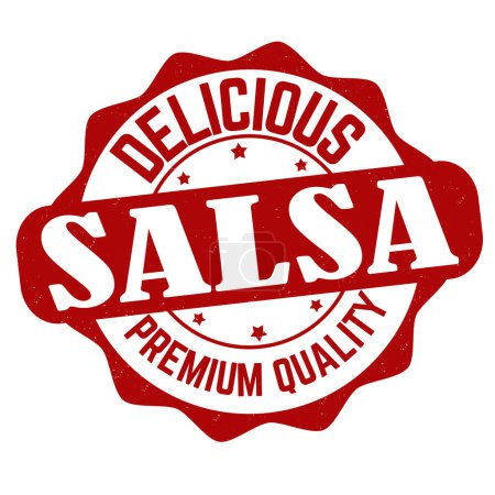 Téléchargez les illustrations : Étiquette ou timbre de salsa sur fond blanc, illustration vectorielle - en licence libre de droit
