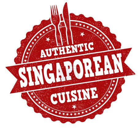 Illustration for Singaporean cuisine grunge rubber stamp on white background, vector illustration - Royalty Free Image