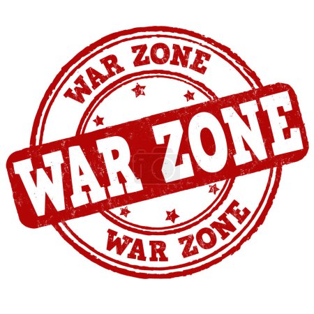 Téléchargez les illustrations : War zone grunge rubber stamp on white background, vector illustration - en licence libre de droit