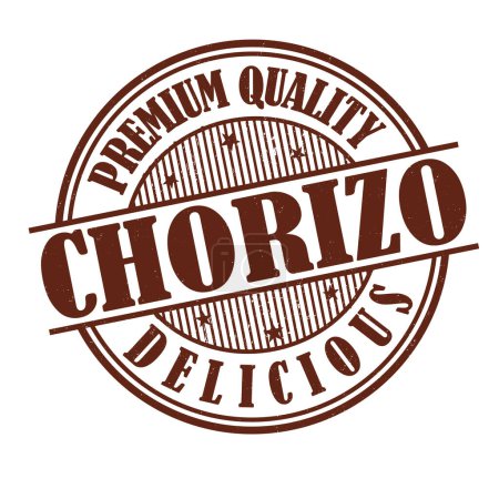 Ilustración de Chorizo label or stamp on white background, vector illustration - Imagen libre de derechos