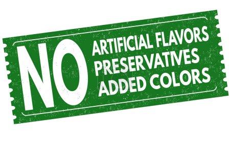 Ilustración de No hay sabores artificiales, conservantes, colores añadidos sello de goma grunge sobre fondo blanco, ilustración vectorial - Imagen libre de derechos