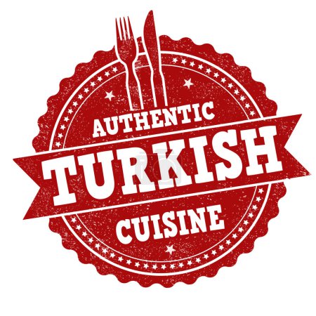 Illustration for Turkish cuisine grunge rubber stamp on white background, vector illustration - Royalty Free Image