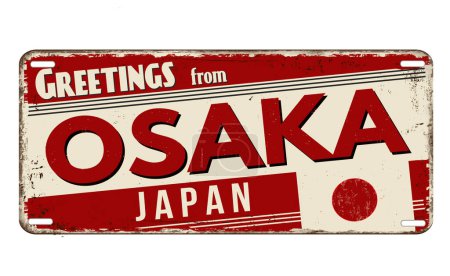 Illustration for Greetings from Osaka vintage rusty metal sign on a white background, vector illustration - Royalty Free Image