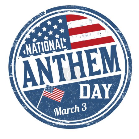 Ilustración de Día del himno nacional sello de goma grunge sobre fondo blanco, ilustración vectorial - Imagen libre de derechos