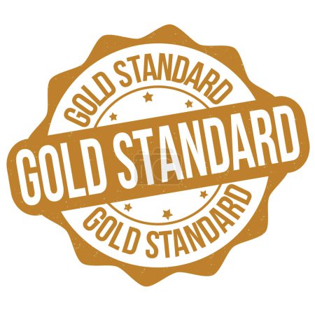 Ilustración de Etiqueta o sello estándar oro sobre fondo blanco, ilustración vectorial - Imagen libre de derechos