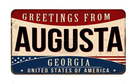 Illustration for Greetings from Augusta vintage rusty metal sign on a white background, vector illustration - Royalty Free Image