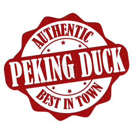 Illustration for Peking duck label or stamp on white background, vector illustration - Royalty Free Image