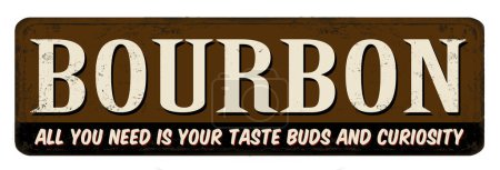 Téléchargez les illustrations : Bourbon vintage rusty metal sign on a white background, vector illustration - en licence libre de droit