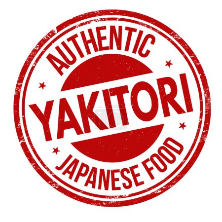 Téléchargez les illustrations : Yakitori grunge rubber stamp on white background, vector illustration - en licence libre de droit