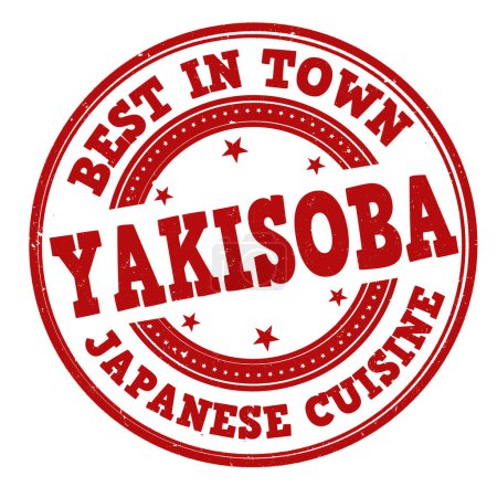 Téléchargez les illustrations : Yakisoba grunge rubber stamp on white background, vector illustration - en licence libre de droit