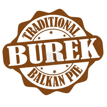 Ilustración de Etiqueta o sello Burek sobre fondo blanco, ilustración vectorial - Imagen libre de derechos