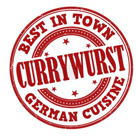 Ilustración de Currywurst grunge rubber stamp on white background, vector illustration - Imagen libre de derechos
