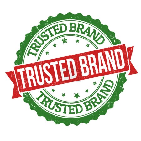 vertrauenswürdige Marke Grunge Gummistempel auf weißem Hintergrund, Vektorillustration