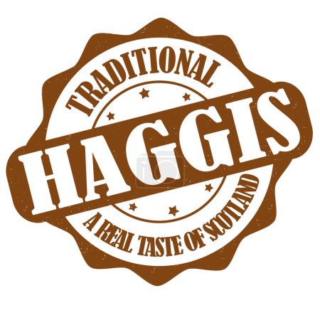 Ilustración de Etiqueta Haggis o pegatina sobre fondo blanco, ilustración vectorial - Imagen libre de derechos