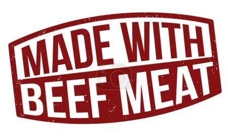 Téléchargez les illustrations : Fabriqué avec viande de bœuf grunge tampon caoutchouc sur fond blanc, illustration vectorielle - en licence libre de droit