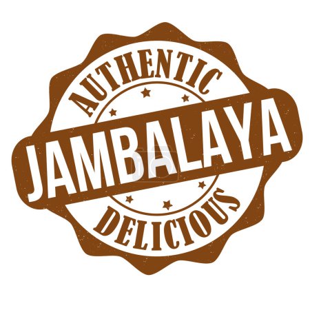 Téléchargez les illustrations : Étiquette ou timbre Jambalaya sur fond blanc, illustration vectorielle - en licence libre de droit