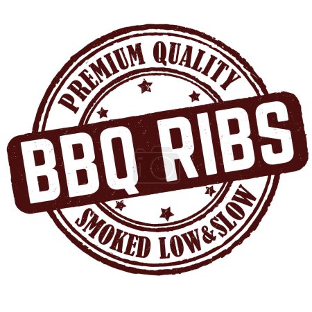 Illustration for Bbq ribs grunge rubber stamp on white background, vector illustration - Royalty Free Image