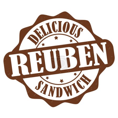 Téléchargez les photos : Ruben sandwich grunge tampon caoutchouc sur fond blanc, illustration vectorielle - en image libre de droit