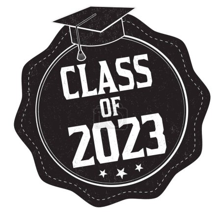 Illustration for Class of 2023 label or stamp on white background, vector illustration - Royalty Free Image