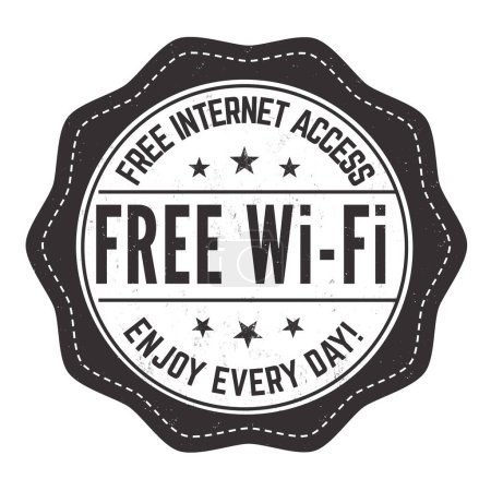 Ilustración de Sello de caucho grunge Wi-Fi gratuito sobre fondo blanco, ilustración vectorial - Imagen libre de derechos
