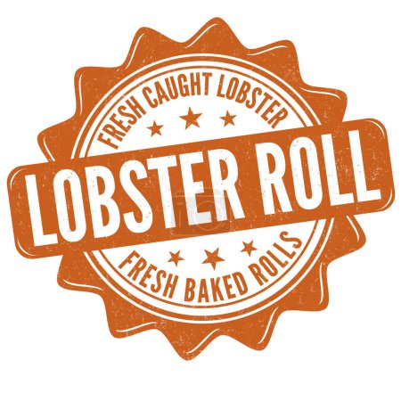 Illustration for Lobster roll label or stamp on white background, vector illustration - Royalty Free Image