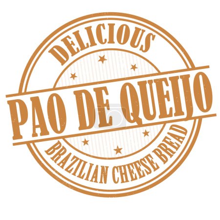 Téléchargez les illustrations : Pao de queijo (pain au fromage brésilien) timbre caoutchouc grunge sur fond blanc, illustration vectorielle - en licence libre de droit