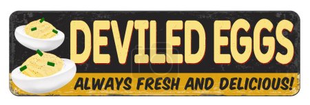 Illustration for Deviled eggs vintage rusty metal sign on a white background, vector illustration - Royalty Free Image