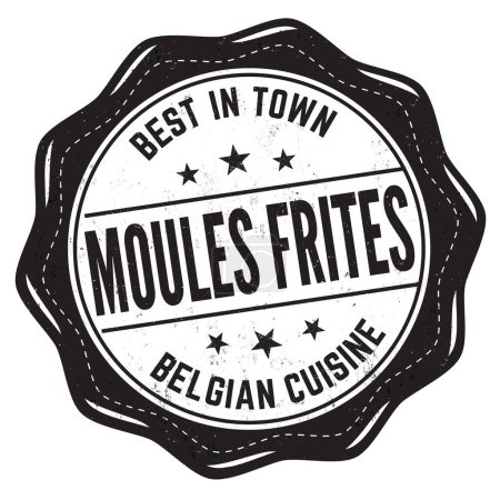 Ilustración de Moules frites sello de goma grunge sobre fondo blanco, ilustración vectorial - Imagen libre de derechos