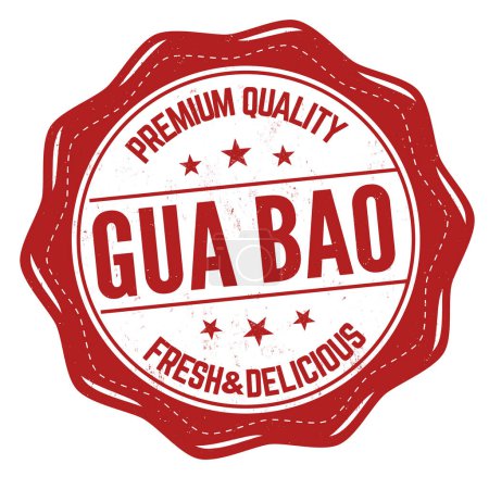Téléchargez les illustrations : Timbre caoutchouc Gua bao grunge sur fond blanc, illustration vectorielle - en licence libre de droit