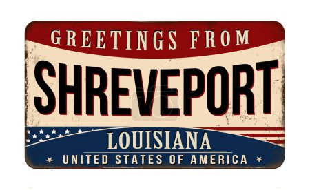 Illustration for Greetings from Shreveport vintage rusty metal sign on a white background, vector illustration - Royalty Free Image