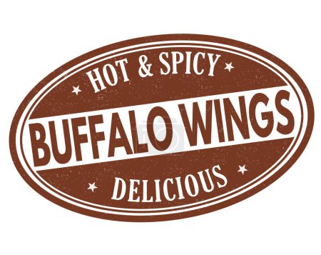 Téléchargez les illustrations : Buffalo wings grunge rubber stamp on white background, vector illustration - en licence libre de droit
