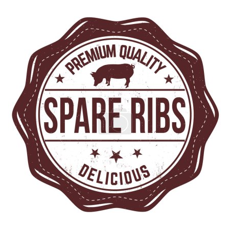 Illustration for Spare ribs grunge rubber stamp on white background, vector illustration - Royalty Free Image