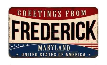 Illustration for Greetings from Frederick vintage rusty metal sign on a white background, vector illustration - Royalty Free Image