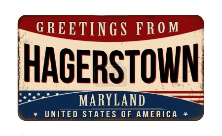 Illustration for Greetings from Hagerstown vintage rusty metal sign on a white background, vector illustration - Royalty Free Image