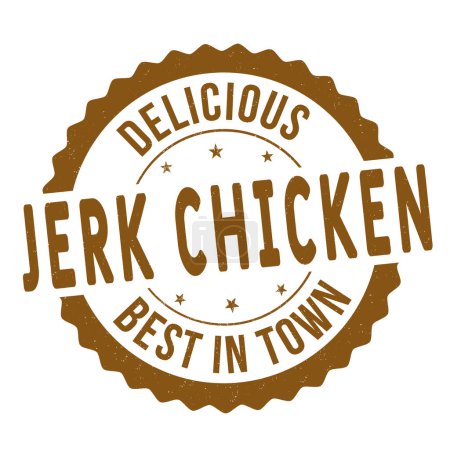 Téléchargez les illustrations : Jerk poulet grunge tampon caoutchouc sur fond blanc, illustration vectorielle - en licence libre de droit