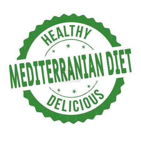 Illustration for Mediterranian diet grunge rubber stamp on white background, vector illustration - Royalty Free Image