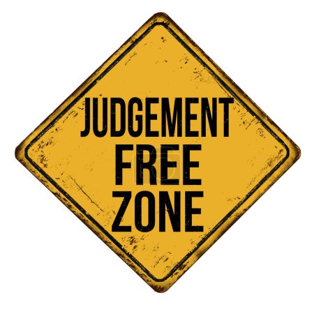 Illustration for Judgement free zone vintage rusty metal sign on a white background, vector illustration - Royalty Free Image