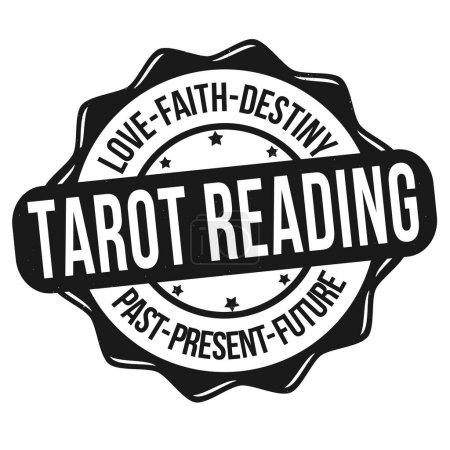 Téléchargez les illustrations : Tarot lecture grunge tampon caoutchouc sur fond blanc, illustration vectorielle - en licence libre de droit