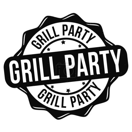 Illustration for Grill party grunge rubber stamp on white background, vector illustration - Royalty Free Image