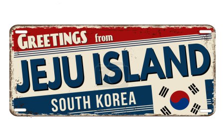 Illustration for Greetings from Jeju island vintage rusty metal sign on a white background, vector illustration - Royalty Free Image