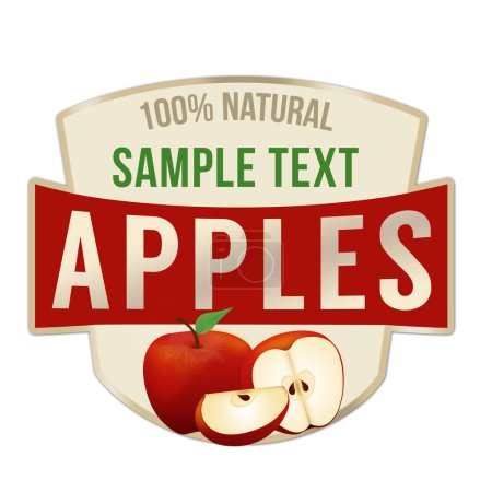 Téléchargez les photos : Étiquette ou autocollant pomme sur fond blanc, illustration vectorielle - en image libre de droit