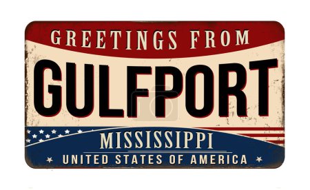 Illustration for Greetings from Gulfport vintage rusty metal sign on a white background, vector illustration - Royalty Free Image