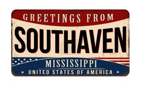 Greetings from Southaven vintage rusty metal sign on a white background, vector illustration