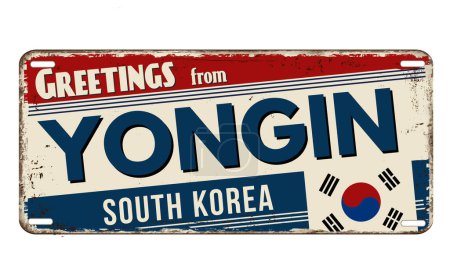 Illustration for Greetings from Yongin vintage rusty metal sign on a white background, vector illustration - Royalty Free Image