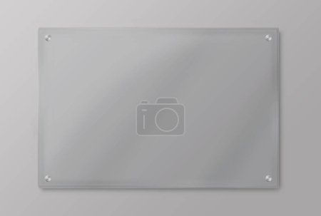 Ilustración de Placa de vidrio transparente en pared gris, ilustración vectorial - Imagen libre de derechos