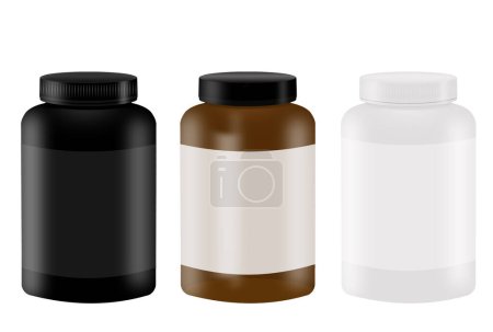 Téléchargez les illustrations : Modèle de bouteilles noires, blanches et ambrées - en licence libre de droit
